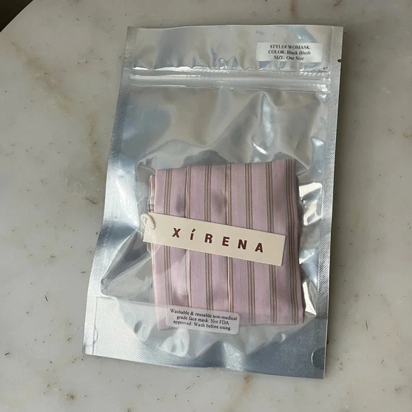 Xirena Women’s Face Mask Cloth Fabric Stripe New NWT Pink - Picture 1 of 3